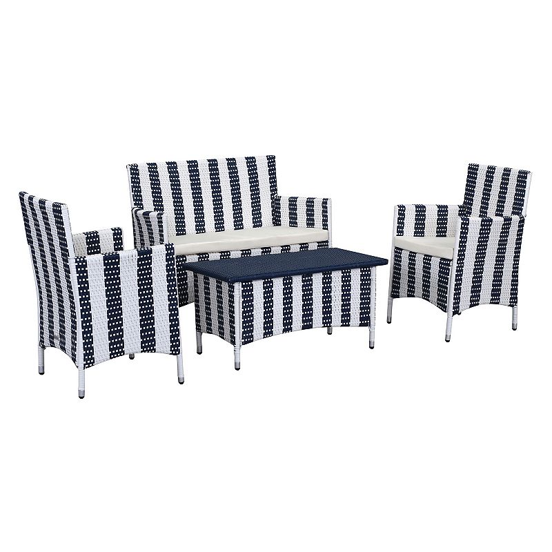 Safavieh Figueroa Striped Outdoor Loveseat 4-piece Set