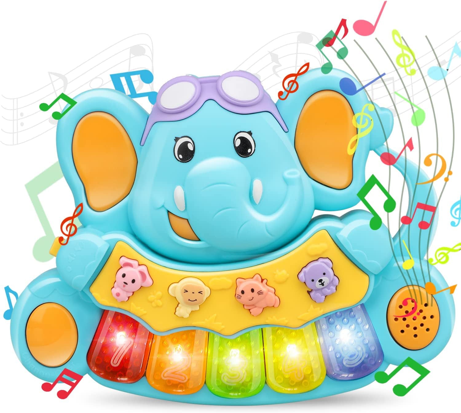 TOY Life Baby Piano Toys， Baby Toys 0 3 6 12 18 Months， Elephant Infant Toys， Newborn Baby Musical Toys， Light Up Toys for Boys Girls Toddlers， Baby Gifts for 0 3 6 12 18 Months， Baby Einstein Piano T