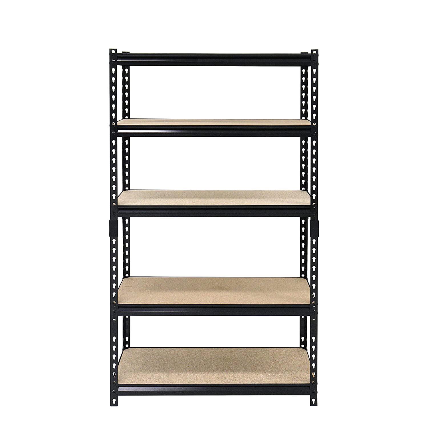 Juggernaut Storage 48W x 18 D x 72 H 5-Shelf Steel Shelving， 4000 lb Capacity Black