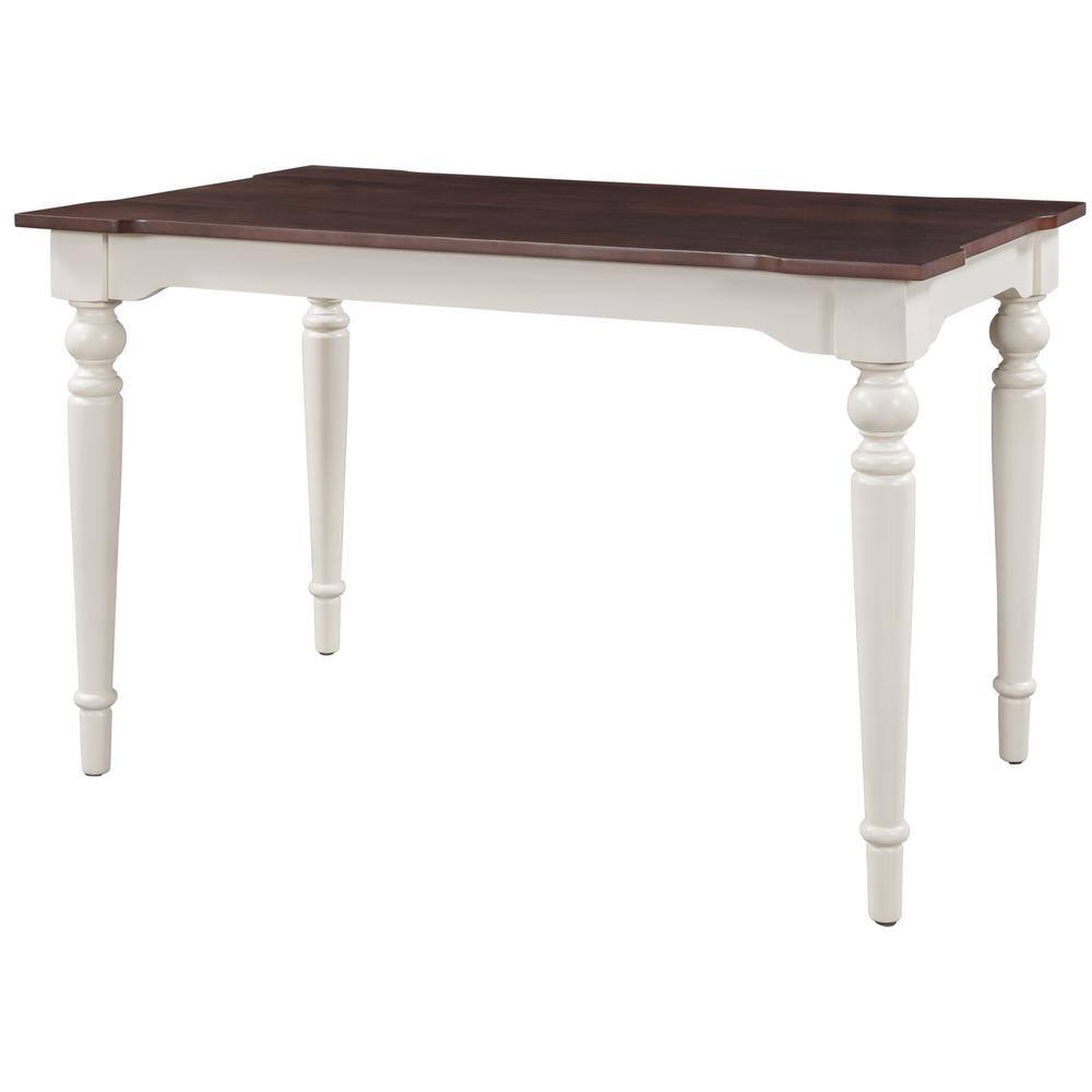 Polibi 47.2 in. L Rectangular Cherry Wood Top with White Frame etro Classical Dining Table RS-RCWTWF