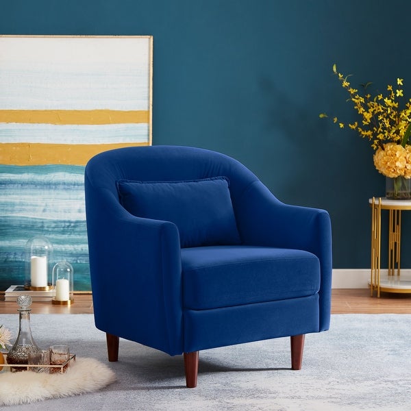 VANOMi 28.34'' Accent Armchair， Velvet Barrel Chair with Solid Wood Legs