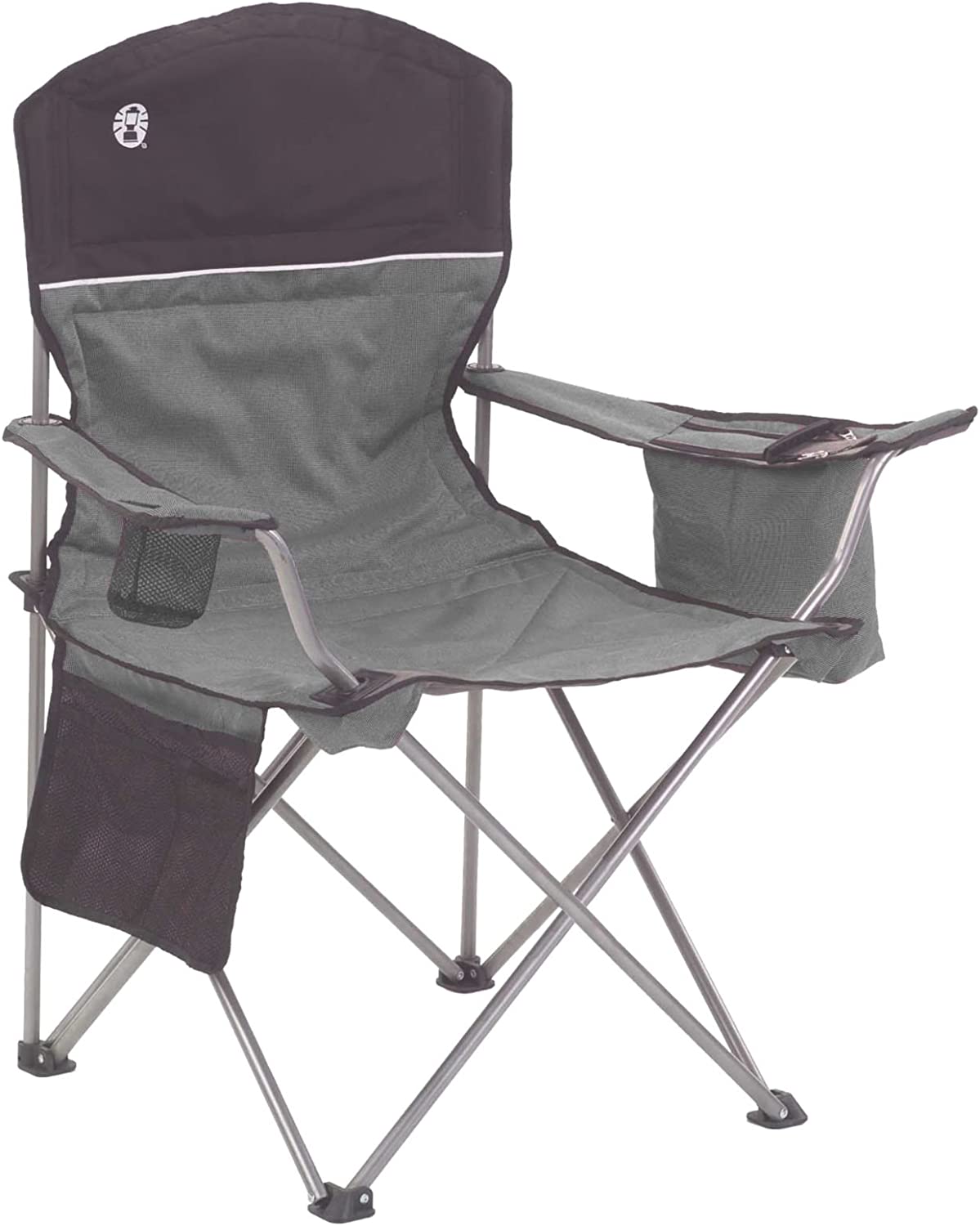 Coleman Camping Chair with Built-in 4 Can Cooler， Grey/Black