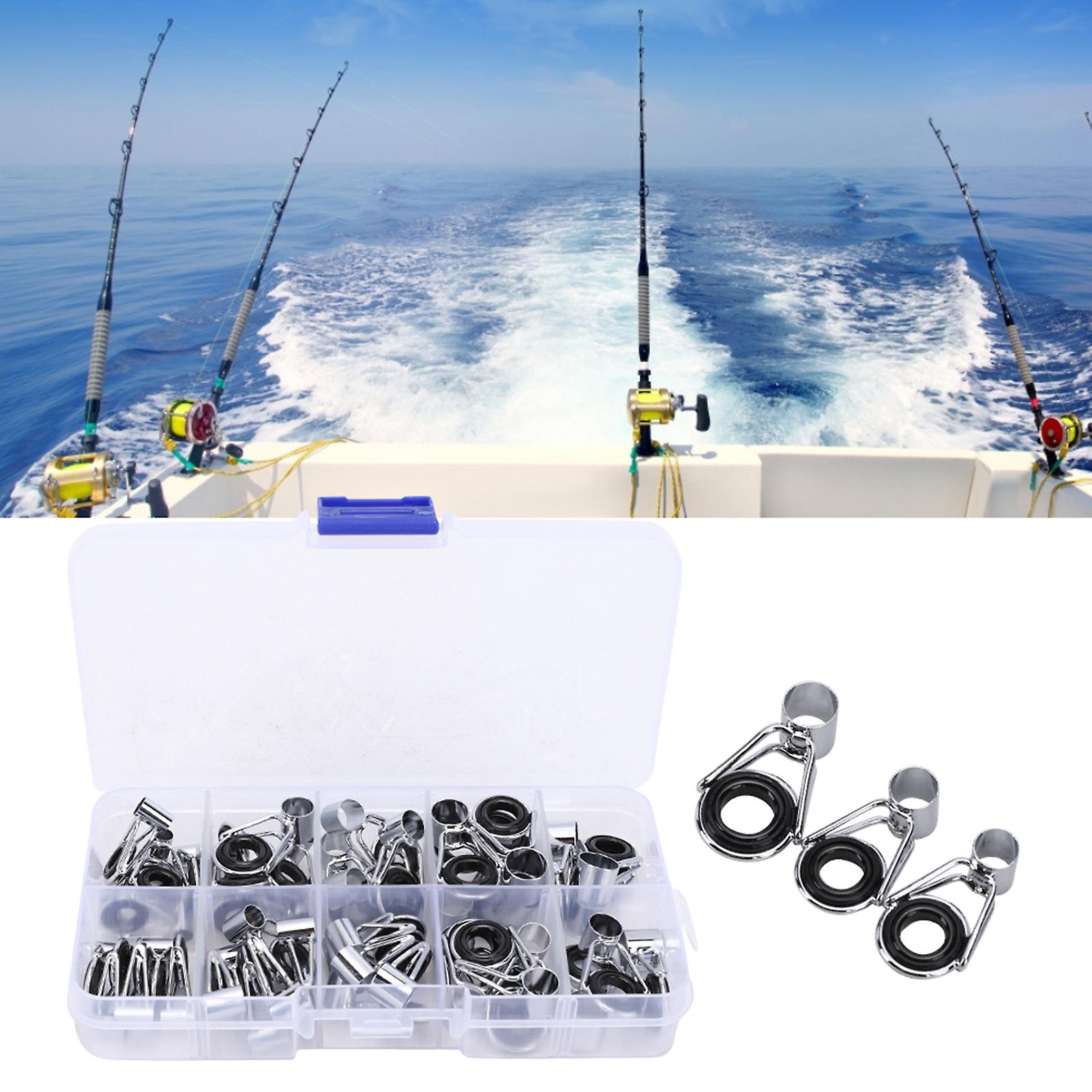 45pcs 9size Stainless Steel Ceramics Fishing Rod Pole Guide Ring Set Accessory