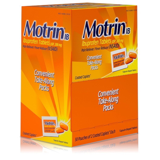 Motrin Ibuprofen Tablets  100 Count  12 per case