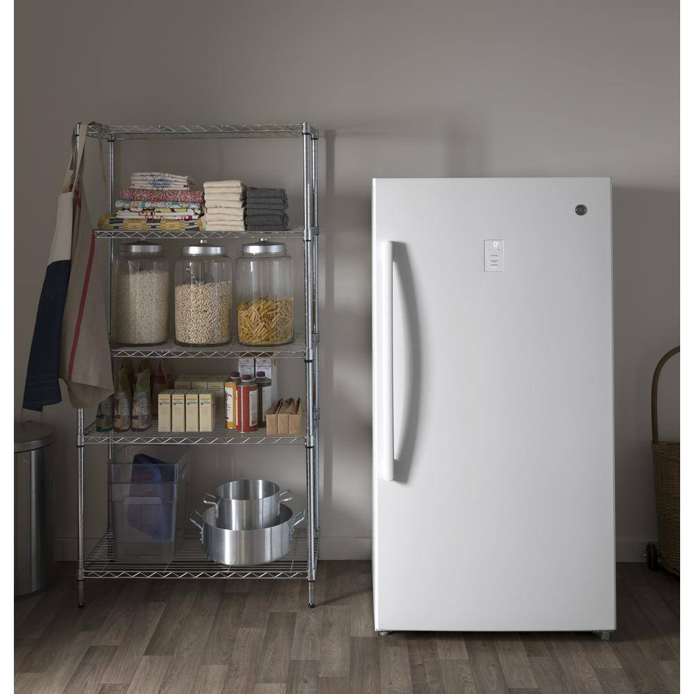 GE Garage Ready 17.3 cu. ft. Frost Free Defrost Upright Freezer in White FUF17DLRWW