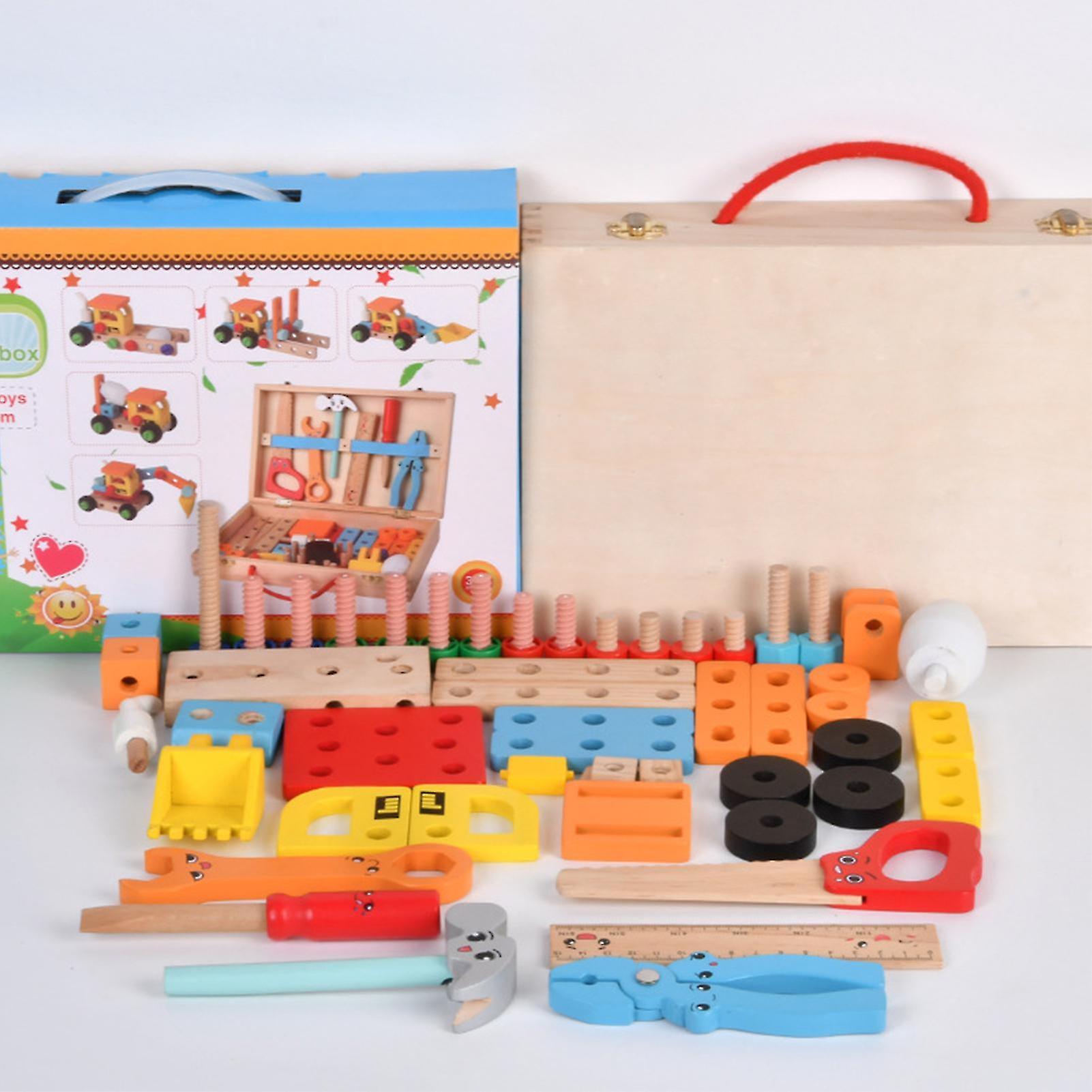 Wooden Toolbox Toys Fine Workmanship Diy Toolbox Puzzle Toy Educational Construction Kids Toys