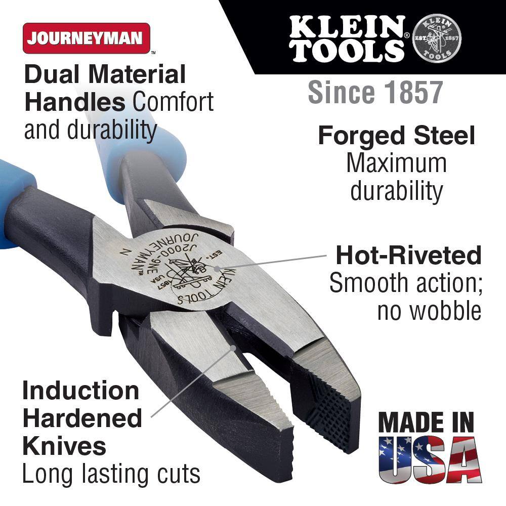 Klein Tools 9 in. Journeyman High Leverage Side Cutting Pliers J213-9NE