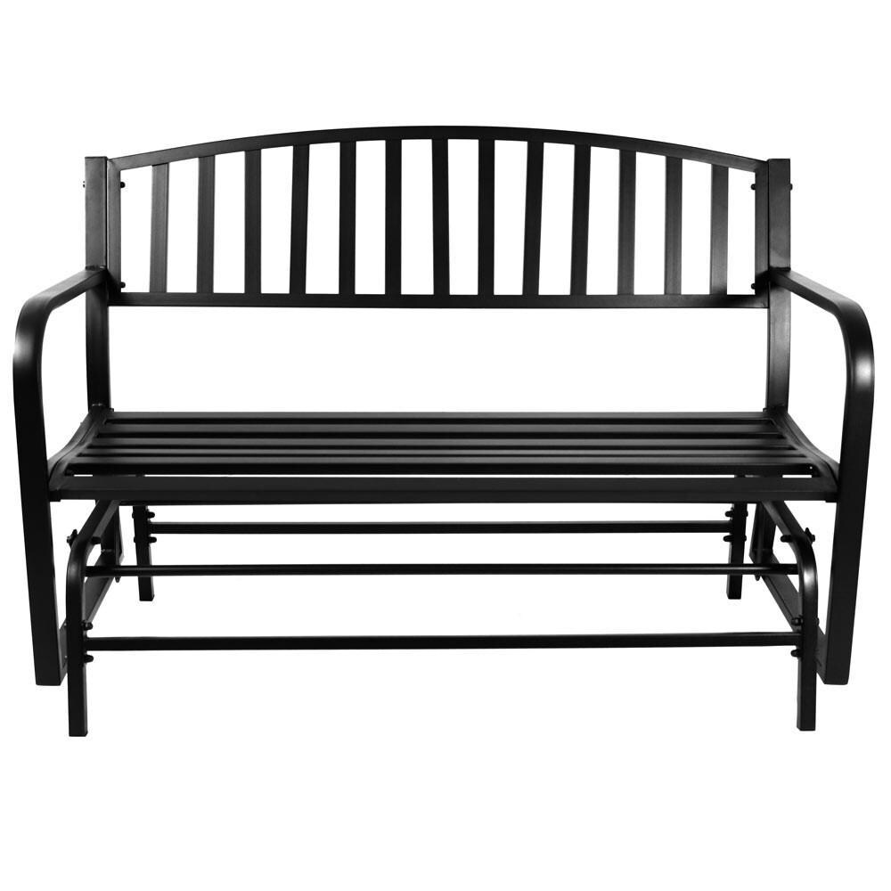 Ultimate Patio 50-Inch Black Steel Patio Glider Bench