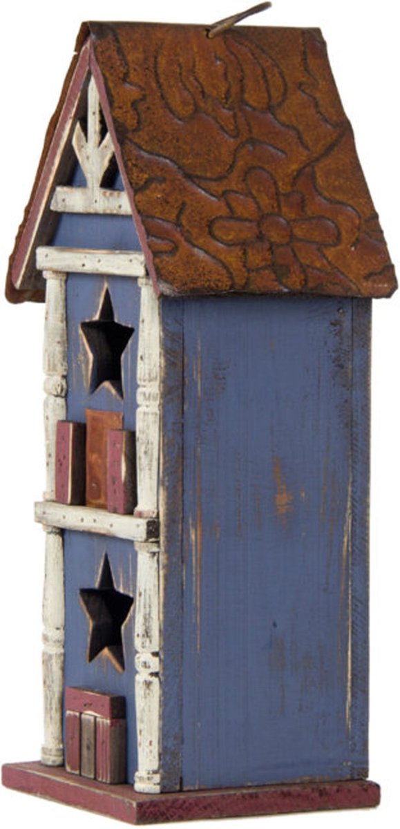 Glitzhome Solid Wood and Metal Bird House， 12.60-in