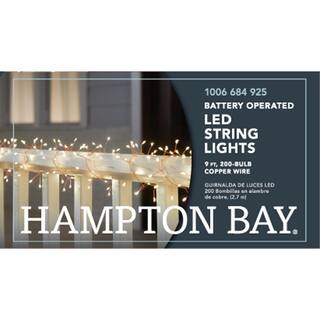 Hampton Bay OutdoorIndoor 9 ft. Battery Operated 200 Micro Bulbs LED Willow String Light SL9611