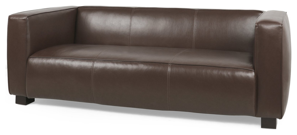 Contemporary Sofa  Faux Leather Upholstered Seat With Tuxedo Arms   Contemporary   Sofas   by Decorn  Houzz