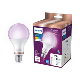 Philips 100-Watt Equivalent A21 LED Smart Wi-Fi Colr Changing Light Bulb powered by WiZ with Bluetooth (1-Pack) 562405