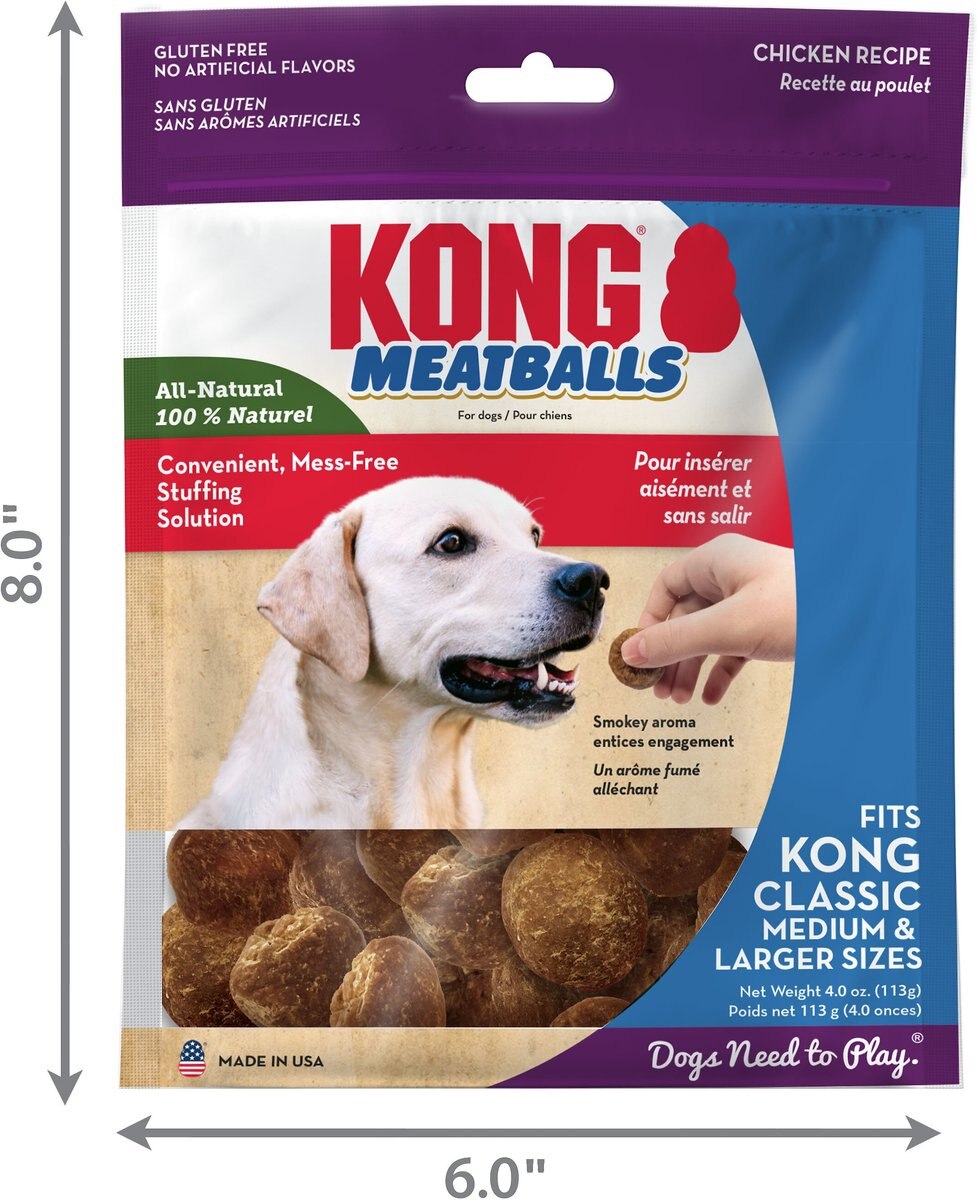 KONG Meatballs Grain-Free Chicken Dog Treats， 4-oz bag