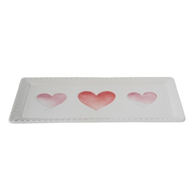 Transpac Dolomite 15 25 In Valentines Watercolor Heart And Hobnail Platter