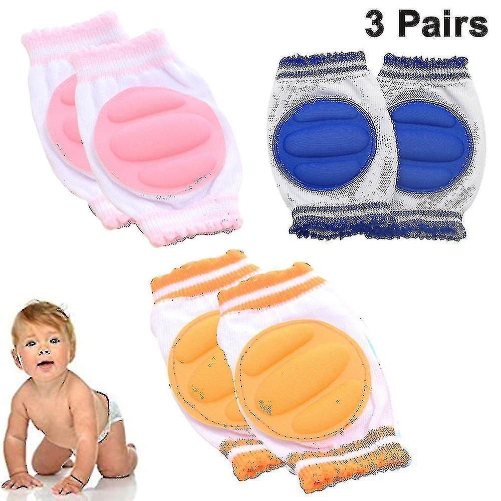 3 Pairs Anti-slip Knee Pads For Babies， Adjustable Baby Knee Pads For Walking， Breathable Baby Crawling Knee Pads For Baby Protection