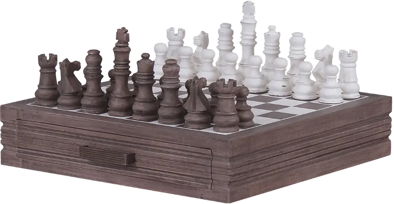 Anna Chess Set In Cocoa and White