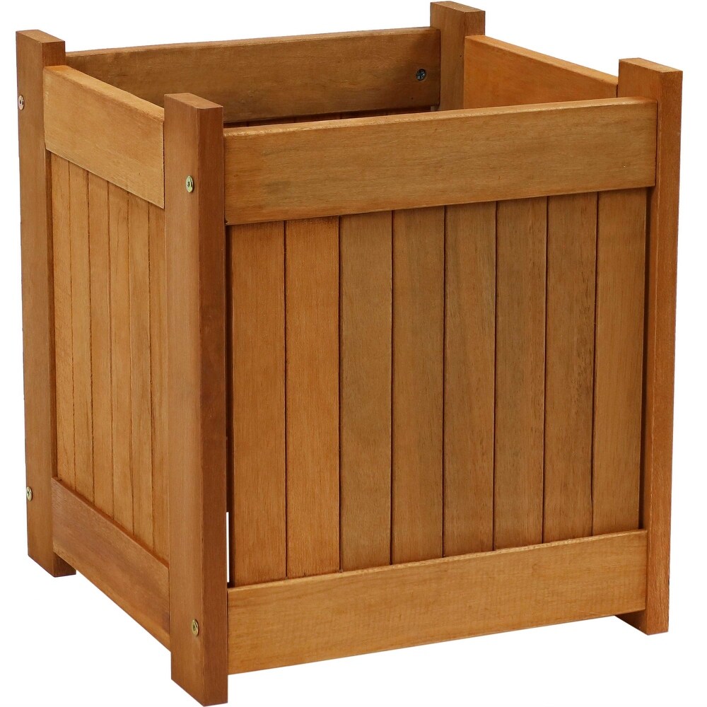 Sunnydaze Meranti Wood Outdoor Planter Box   16 Inch   Single   1