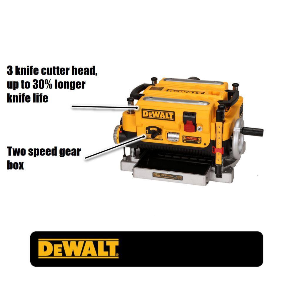 DW 15 Amp Corded 13 in. Heavy-Duty 2-Speed Bench Planer with (3) Knives In Feed Table and Out Feed Table DW735X