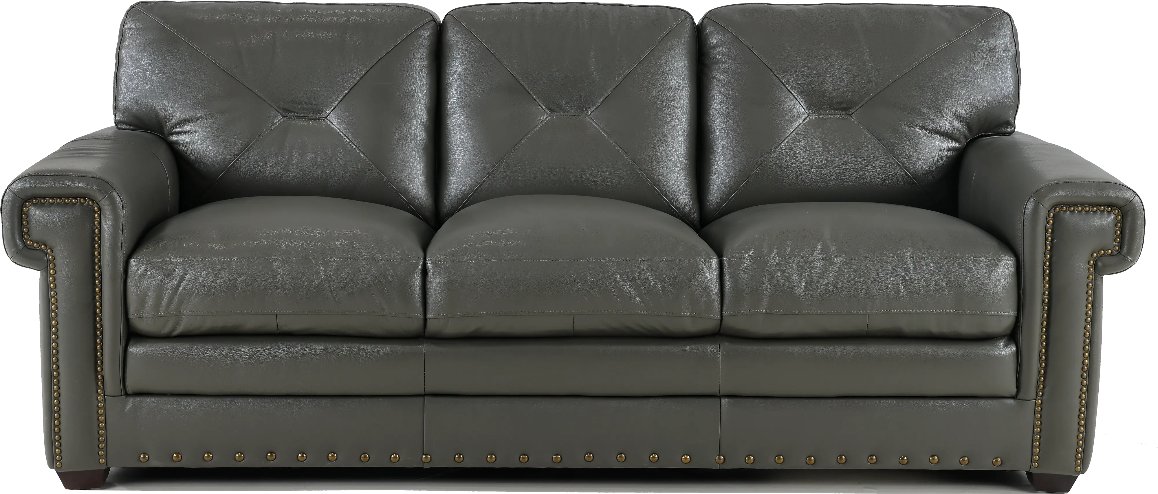 Derrick Gray Leather Sofa