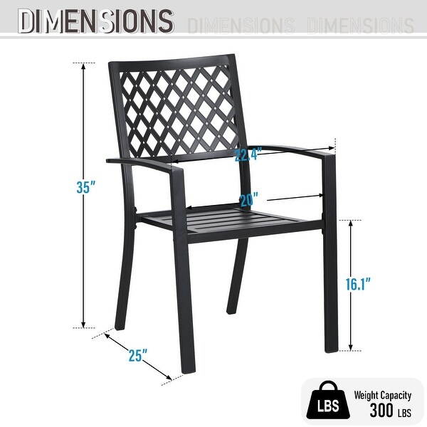 MAISON ARTS 7Piece Metal Patio Dining Set With 1 Rectangular Table and 6 Stackable Dining Chairs