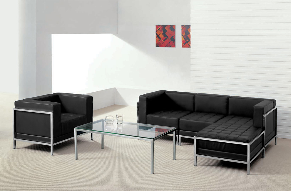 Hercules Imagination Series Black Leather Sectional and Chair  5 Pieces   Contemporary   Living Room Furniture Sets   by Beyond Design  ampMore  Houzz