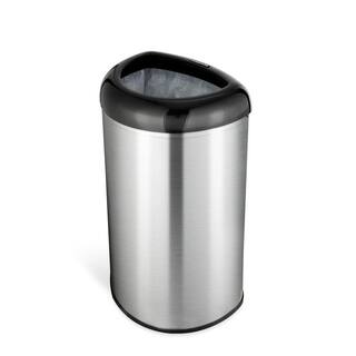 NINESTARS 13 Gal. Black Open Top Lid Stainless Steel Trash Can OTT-50-19BK