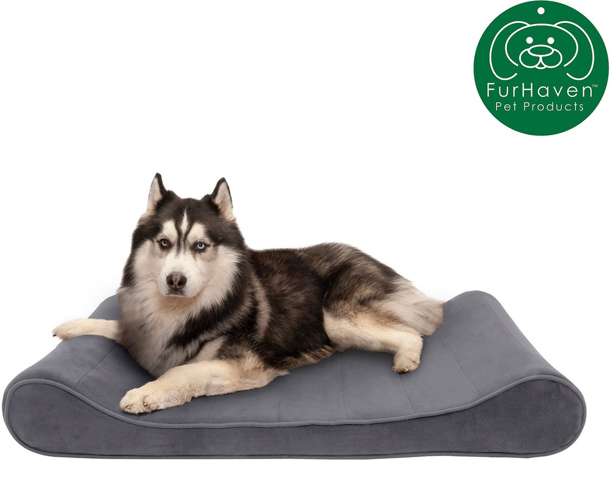 FurHaven Microvelvet Luxe Lounger Cooling Gel Dog Bed w/Removable Cover