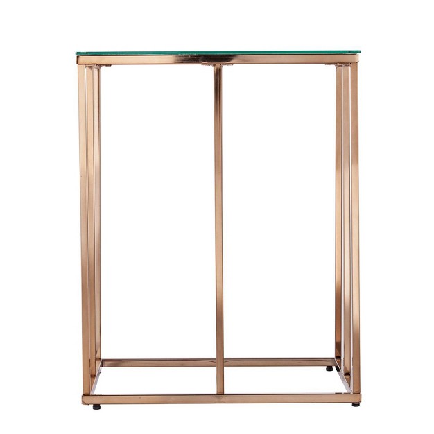 Nicholas Contemporary End Table With Glass Top Champagne Aiden Lane