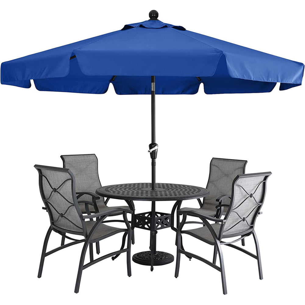 Valance Patio Umbrella For Outdoor Table Market -8 Ribs (9Ft, Blue)