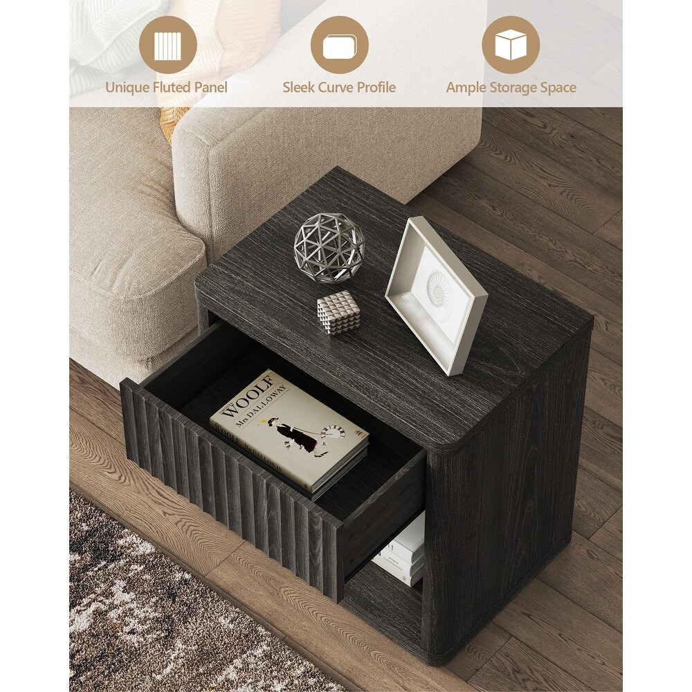 SICOTAS Set of 2 Nightstand with 1 Drawer and Open Storage