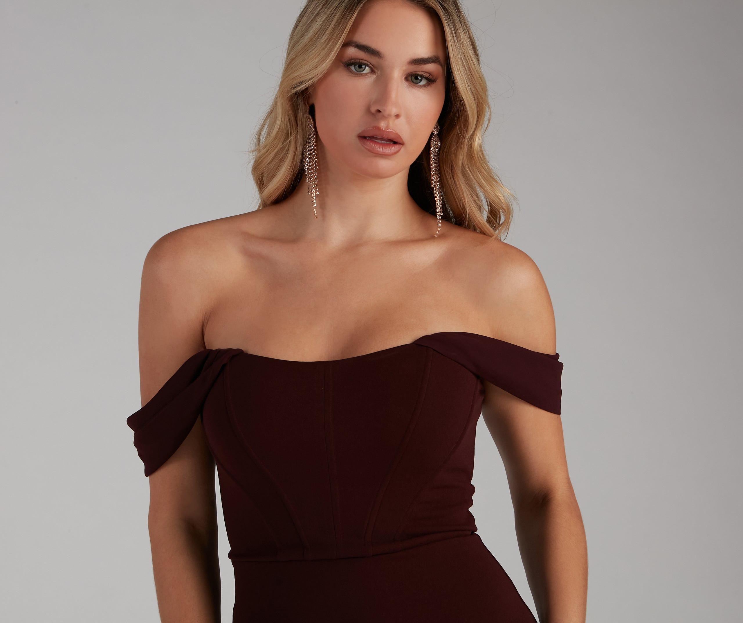 Sheila Crepe Corset Midi Formal Dress