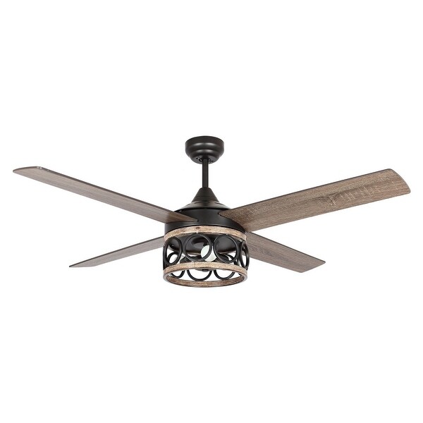 52-inch Industrial 3-Light Matte Black LED Ceiling Fan with Remote Shopping - The Best Deals on Ceiling Fans | 37624222