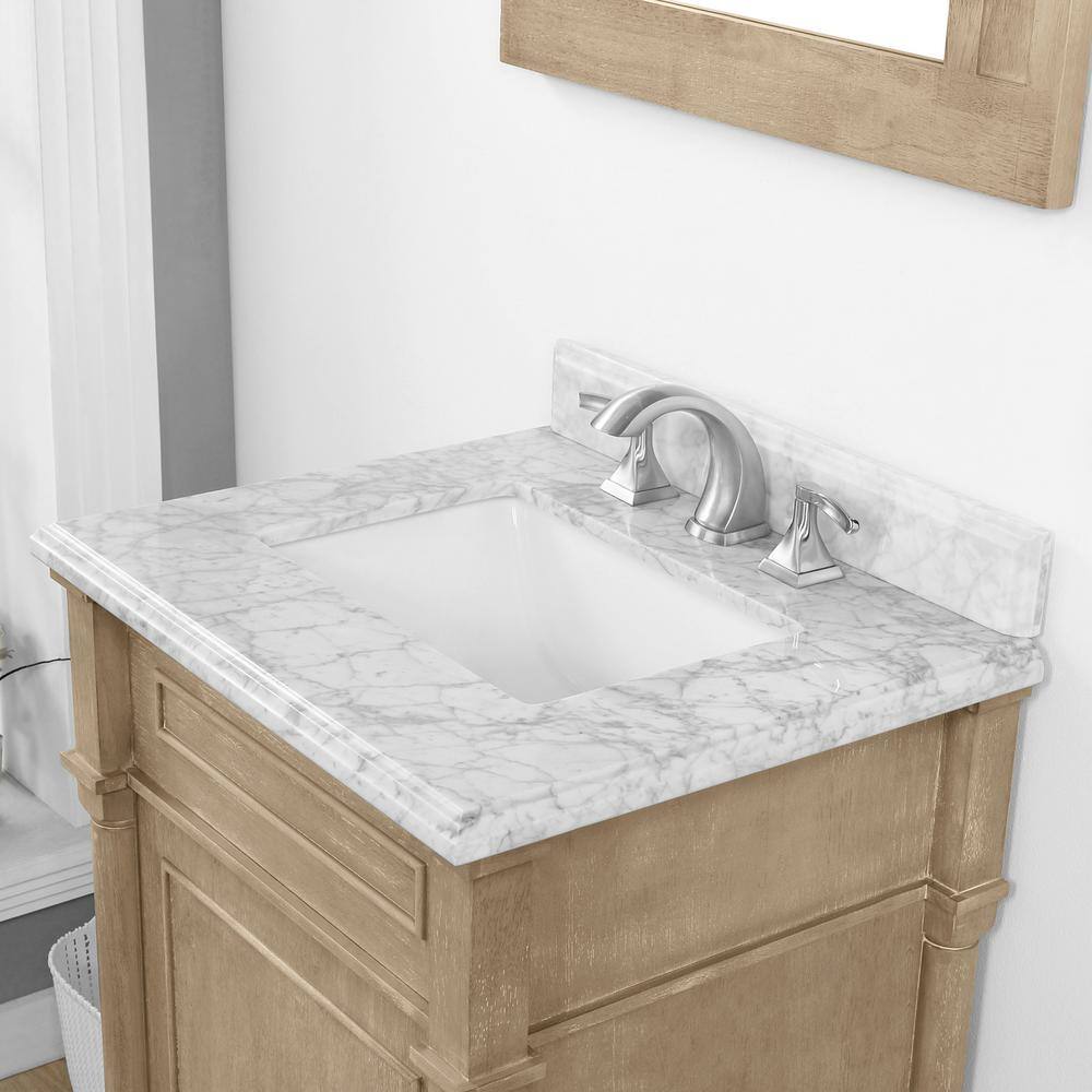 Home Decorators Collection Aberdeen 24 in. W x 20 in. D x 34.5 in. H Bath Vanity in Antique Oak with White Carrara Marble Vanity Top Aberdeen 24AO