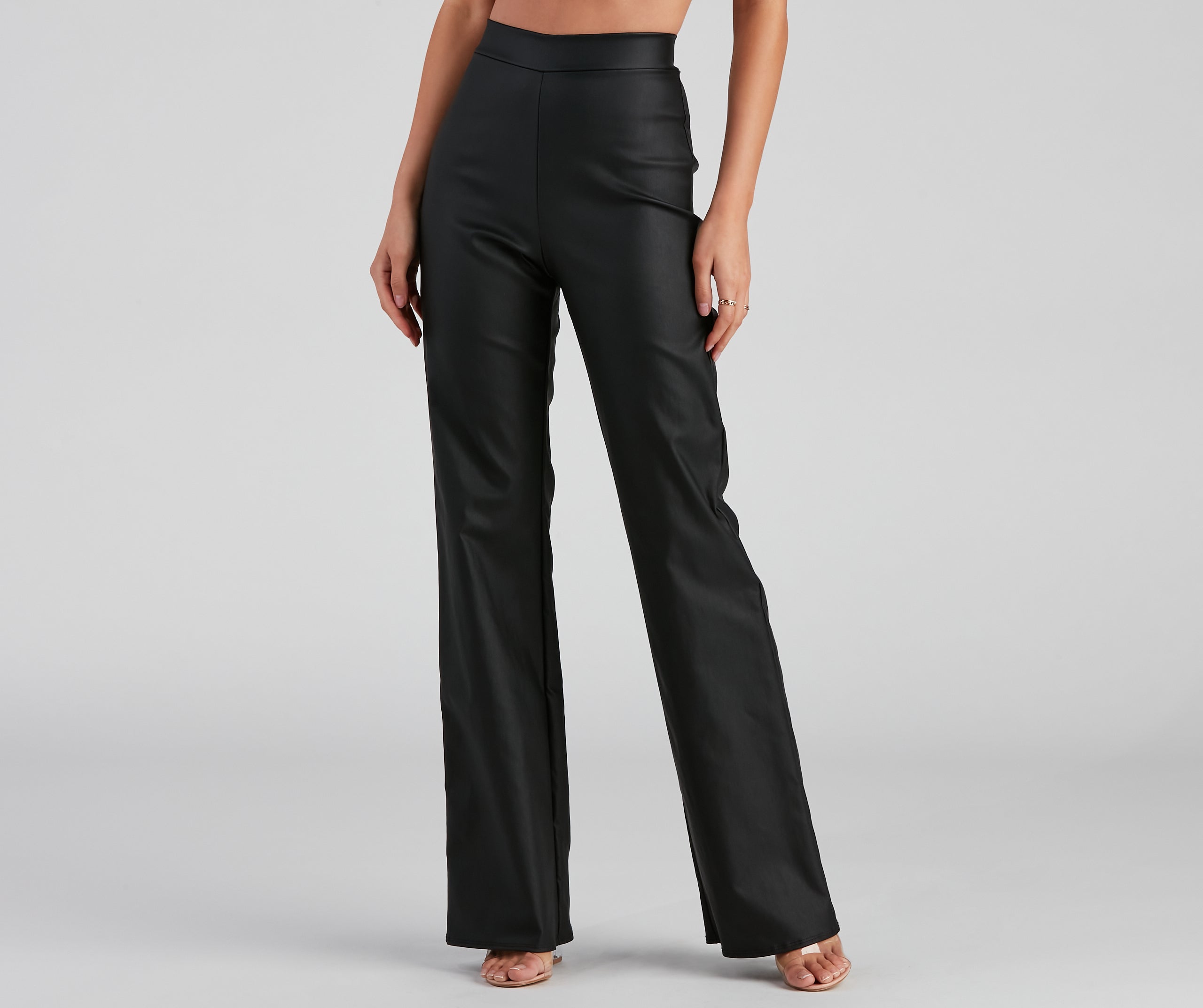 Stylish Ambition Coated Wide-Leg Pants