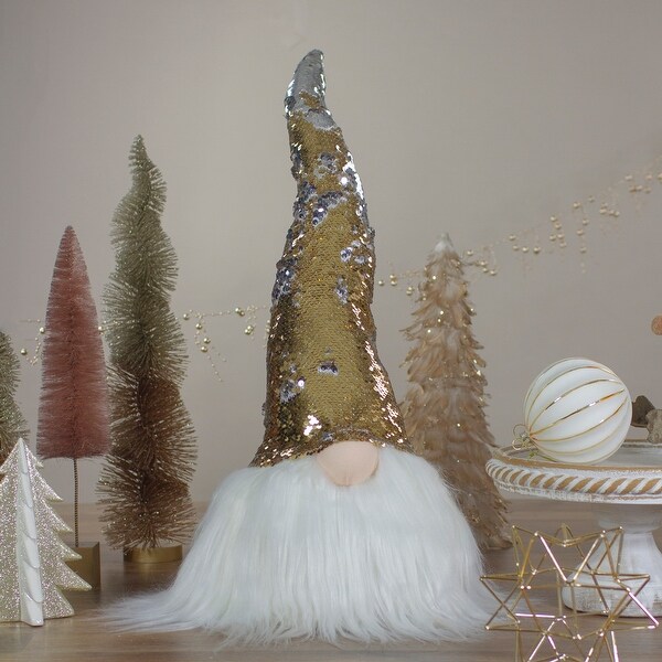 25Inch Gold Silver and White Weighted Christmas Gnome Decoration