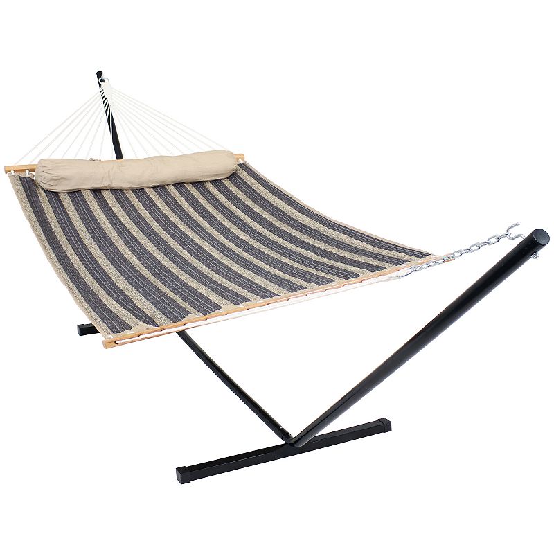 Sunnydaze 2-person Double Quilted Hammock With 12' Stand