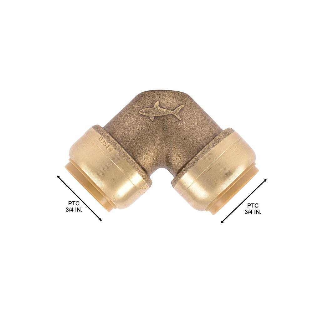 SharkBite 34 in. Push-to-Connect Brass 90-Degree Elbow Fitting Pro Pack (4-Pack) U256LFJ4