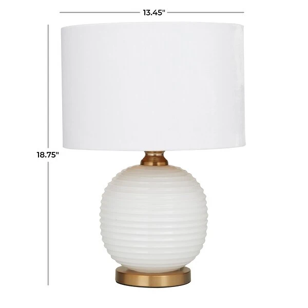 White Glass Modern Accent Lamp - 13 x 13 x 19