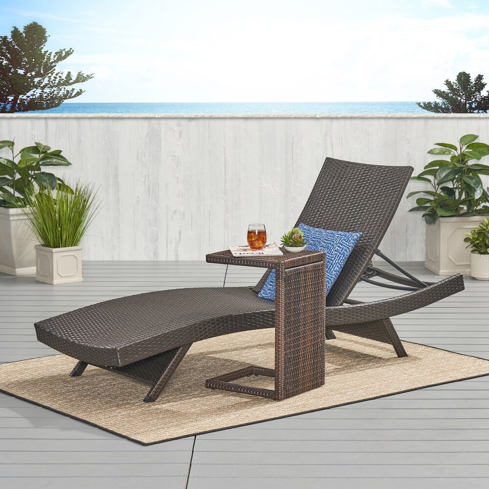 Chaminade Outdoor 2 piece Wicker Adjustable Chaise Lounge Set by Christopher Knight Home