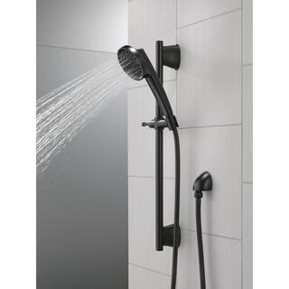 Delta 3-Spray Patterns 1.75 GPM 2.81 in. Wall Mount Handheld Shower Head with Slide Bar in Matte Black 51386-BL