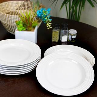 Gibson Home Plaza Cafe 10.5 in. White Dinner Plate Set (Set of 8) 985105015M