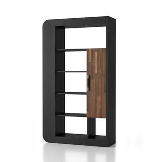 Furniture of America Baltra 70.87 in. Black 13-Shelf Standard Bookcase with Door YNJ-20803C1