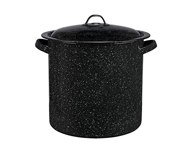 Granite Ware Enamel On Steel 15 5 quart Stock Pot With Lid Speckled Black