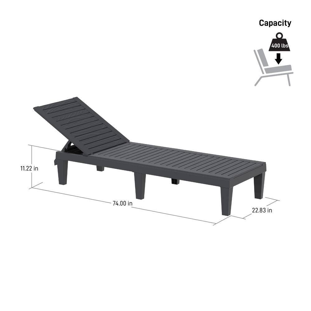 DUKAP OSLO Black Composite Outdoor Reclining Chaise Lounger ODKOSL-BLK