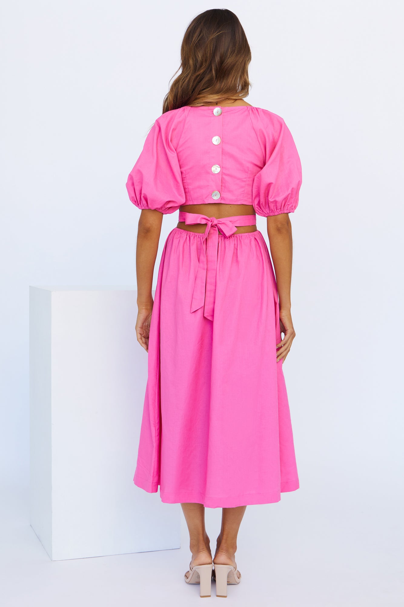 Not A Second Midi Dress Hot Pink