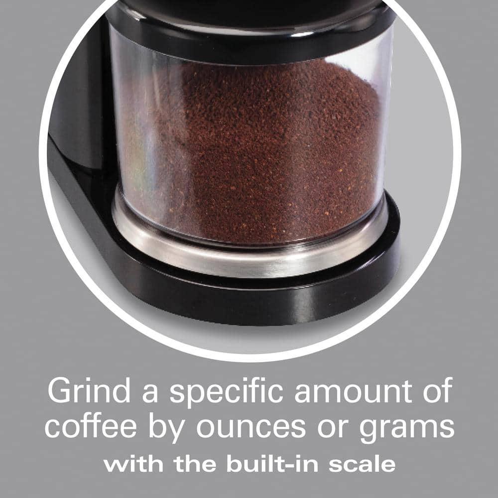 HAMILTON BEACH PROFESSIONAL 4 oz Black and Stainless Steel Conical Burr Coffee Grinder with Digital Display