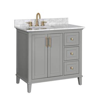 Home Decorators Collection Grayson 37 in. W x 22. D x 35. H Vanity in Storm Grey with White Marble Vanity Top 20305-VS37C-ST