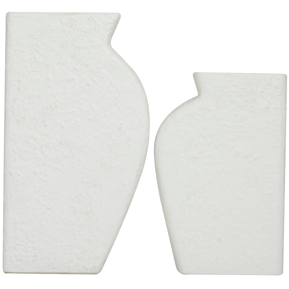 CosmoLiving by Cosmopolitan White Ceramic Textured Vase (Set of 2)   3.00W x 7.30L x 11.10H