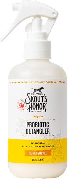 Skout's Honor Probiotic Honeysuckle Daily Use Pet Detangler， 8-oz bottle