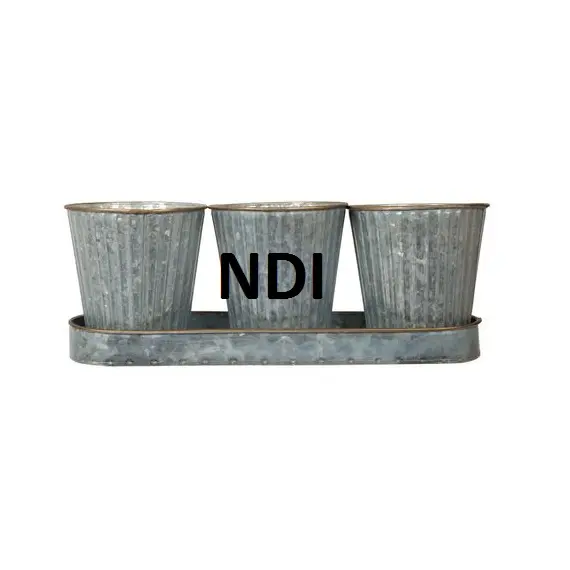 Elegant Design Galvanized Planter Pot With Iron Stand Rounded Shape Planter Pot For Indoor Or Outdoor Decoration